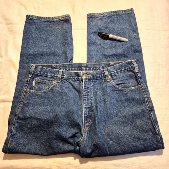 Carhartt men's size 40 x 30 plaid flannel lined jeans B172 DST relaxed Fit VGUC - Picture 2 of 9